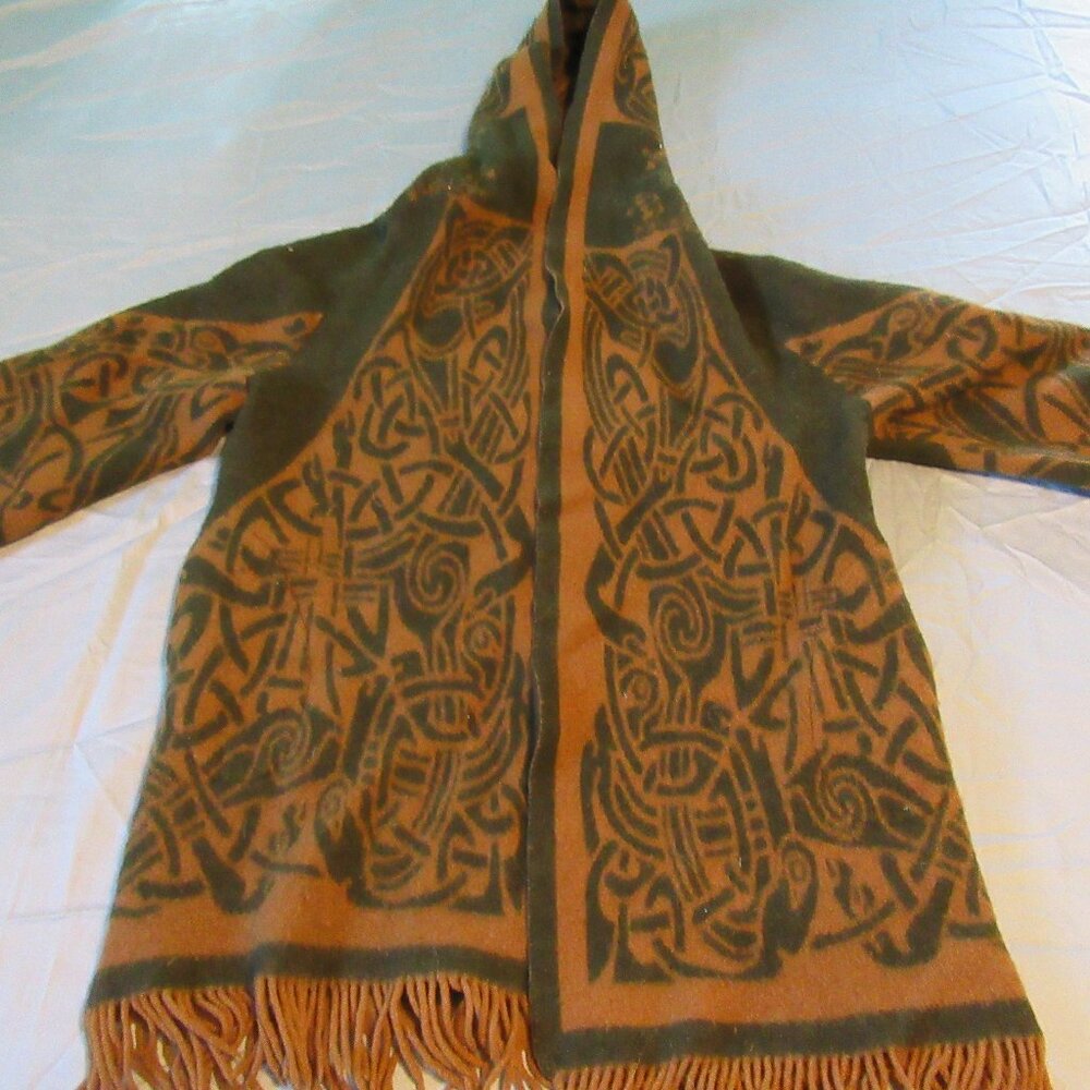Mary Flaherty Ireland Womens Vtg Wool Celtic Hooded Cape One Size